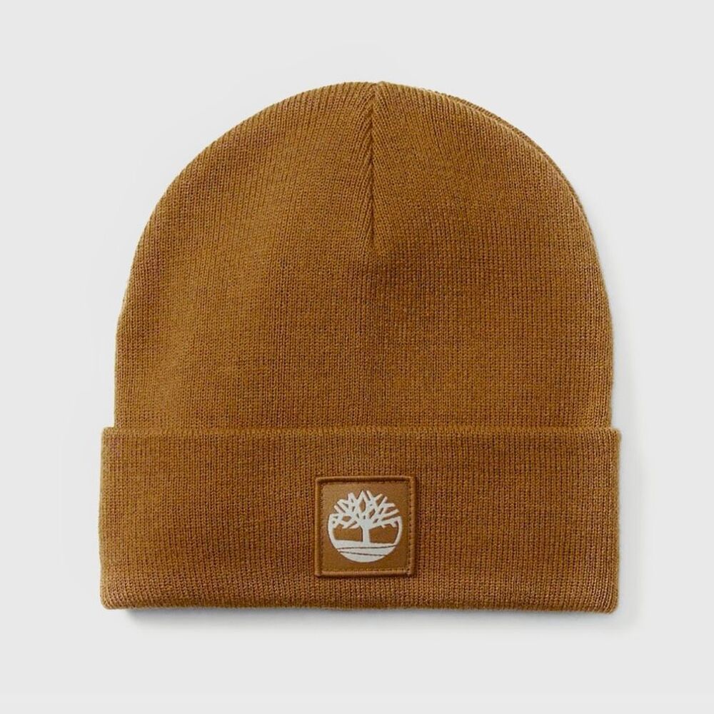 TIMBERLAND Unisex Mustard Brown Knit Beanie-OS {NWOT}